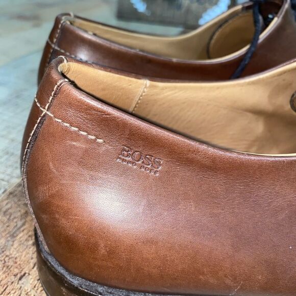 Boss Hugo Boss Mens Brown Square Toe Dress Shoes Sz 11 - Picture 6 of 13